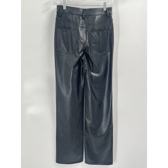 Zara Black Faux Leather 90s Wide Leg Pants Sz 2 NWT - Picture 5 of 8